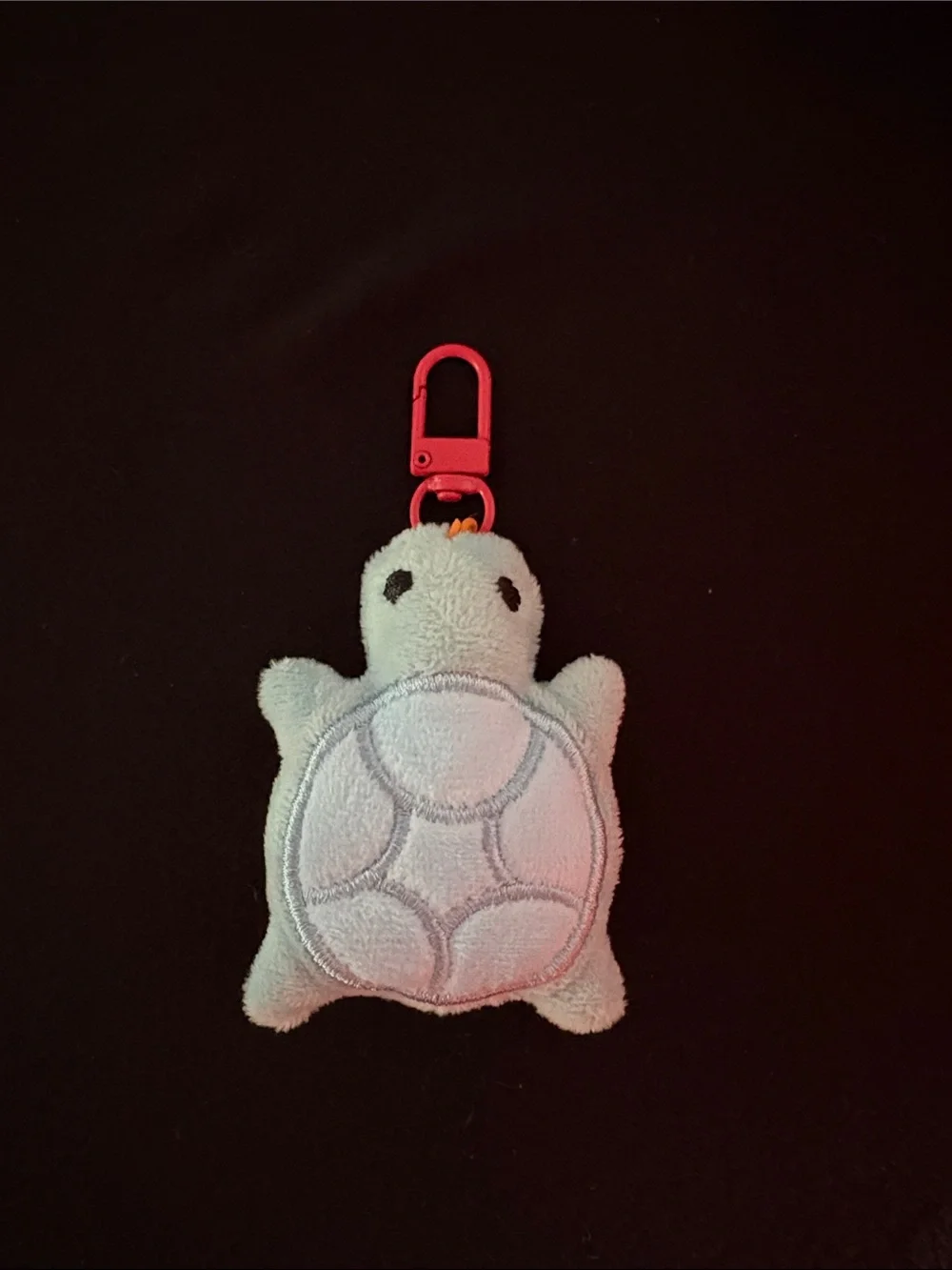 Plush Blue Turtle Keychain Bag Charm Zipper Pull with Red Clip